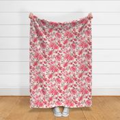 Retro Rose Pink Watercolor Blooms on Cream - large