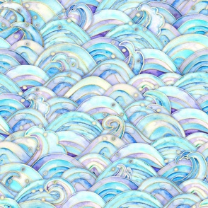 Sea waves magic blue teal turquoise purple pattern