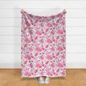 Bright Pink Watercolor Blooms with Grey and White - large