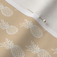 Boho summer pineapple black and white trendy illustration tropical fruit print design white on sand 