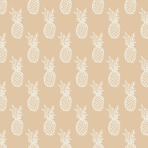 Boho summer pineapple black and white trendy illustration tropical fruit print design white on sand 
