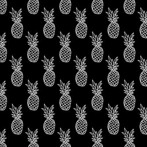 Boho summer pineapple black and white trendy illustration tropical fruit print design monochrome black and white 