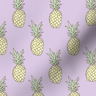 Boho summer pineapple black and white trendy illustration tropical fruit print design nineties palette yellow mint green lilac