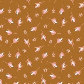 Birds of paradise ditsy flowers - tropical boho summer garden hawaii island bikini vibes nursery ochre rust pink peach 