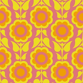 Far Out Flowers - Mid Century Modern Floral - Optimism Color Palette - JUMBO / LARGE