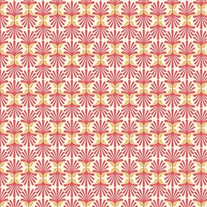 Geometric Daisies - Coral + Gold / Mustard - TINY