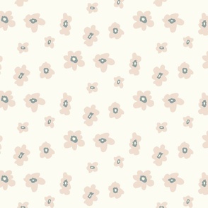 LARGE neutral ditsy floral fabric - neutral boho brown