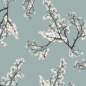 LARGE willow blossom fabric - blue