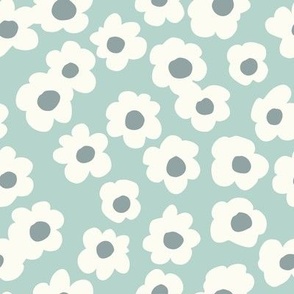 MEDIUM blue boho vintage daisy fabric 