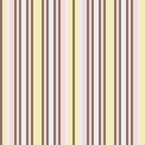 Butter yellow, piglet pink and brown stripe