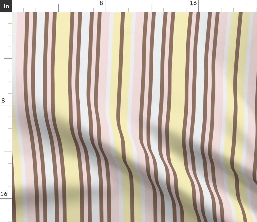 Butter yellow, piglet pink and brown stripe