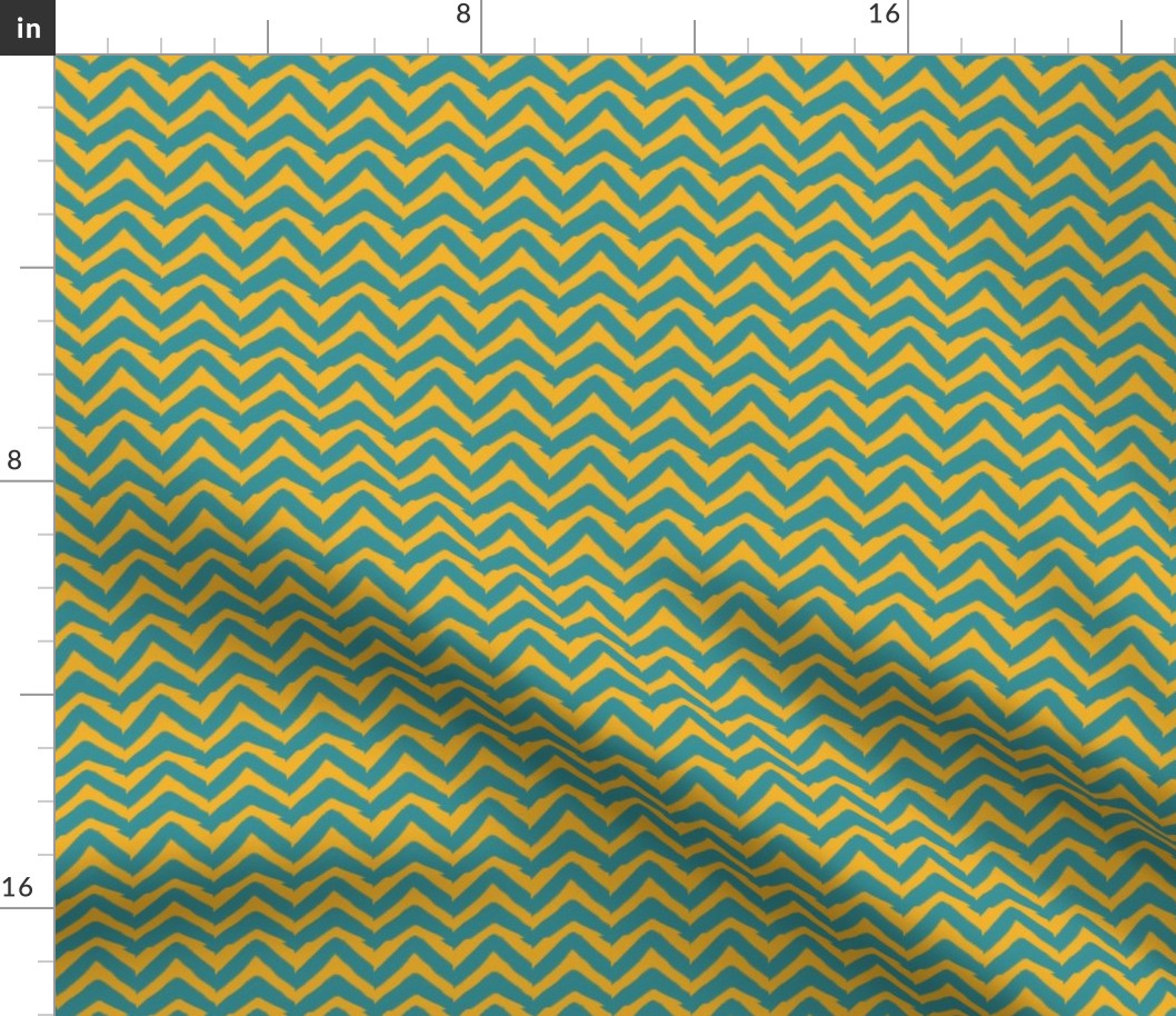 Jagged Teal and Mustard Yellow Chevron