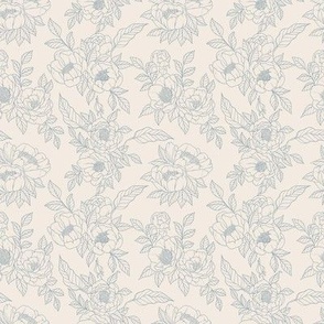SMALL blue outline floral - traditional outline floral blossoms
