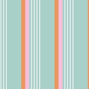 Retro stripes plaid - colorful nineties inspired basic cottage striped mudcloth design pink orange white on teal blue