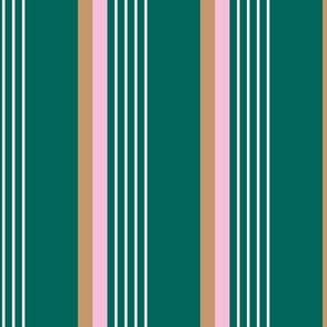 Retro stripes plaid - colorful nineties inspired basic cottage striped mudcloth design pink caramel on sea green teal