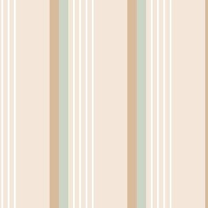 Retro stripes plaid - colorful boho inspired basic cottage striped mudcloth design sage green caramel on beige sand
