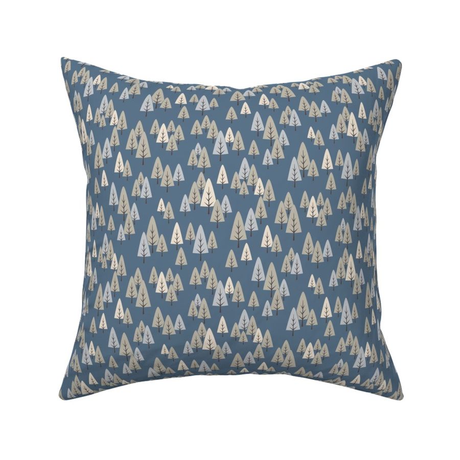 Pine Forest in Denim Blue Small Scale