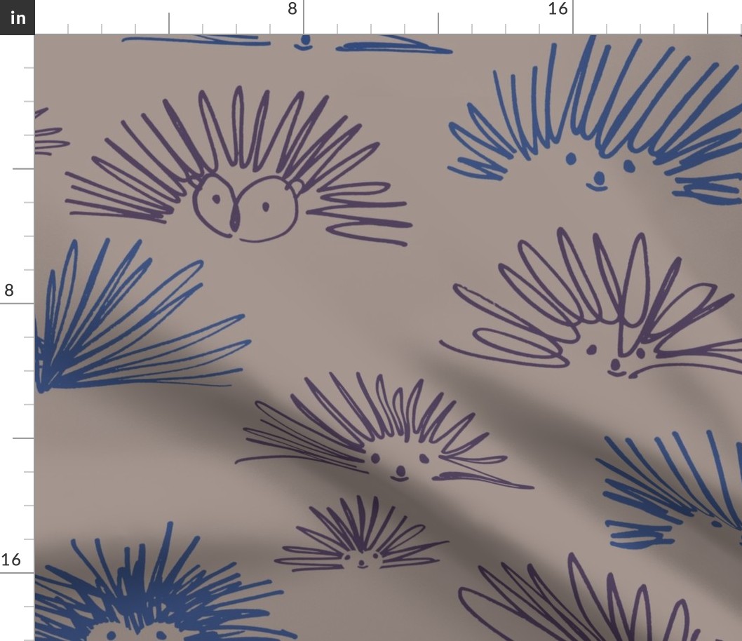 hedgehog squiggles tan and navy large