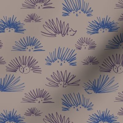 hedgehog squiggles tan and navy small