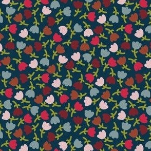 Tightly packed florals blue - small scale