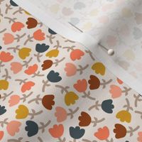 Tightly packed warm florals cream - small scale