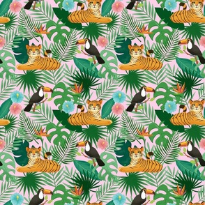 Jungle Tiger and Toucan - pink - smaller