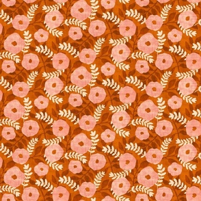 orange pink textured flowers and leaves medium