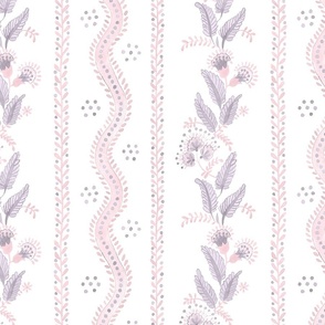 Misty Lilac and Custom Pink On White Emma Stripe