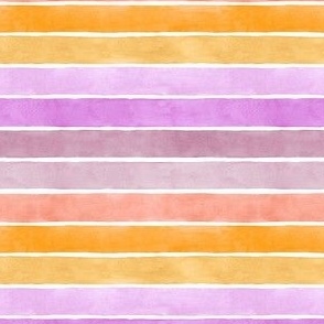 Pink Party Watercolor Broad Stripes Horizontal - Ditsy Scale - Mood-Bursting Bright Yellow Orange Mauve