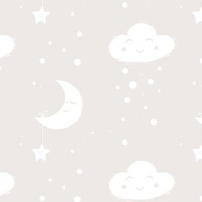 Warm Neutral Nursery Wallpaper Moon and Stars