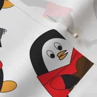 Penguin Playing Guitar Red Shirt