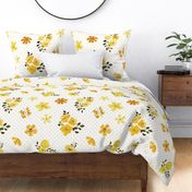 Mustard Flowers, Summer Floral Fabric (floral 3) DOTS