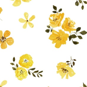 Mustard Flowers, Summer Floral Fabric (floral 3)  (floral 3)