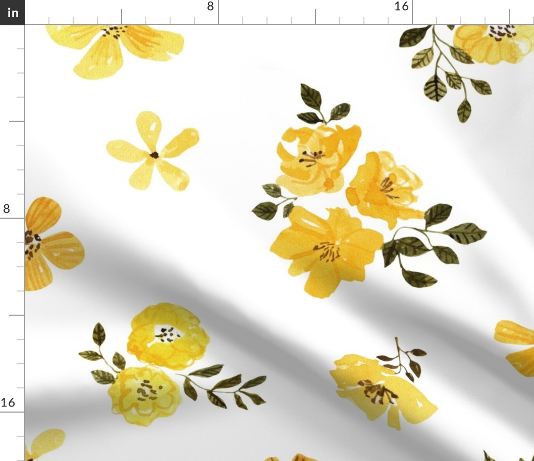 Mustard Flowers, Summer Floral Fabric (floral 3)  (floral 3)