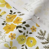 XS Mustard Flowers, Yellow Summer Floral Fabric (floral 1) extra small