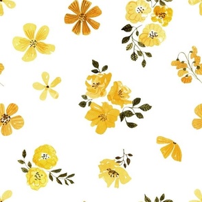 Small Mustard Flowers, Summer Floral Fabric (floral 3) 