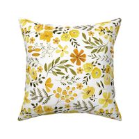 Small Mustard Flowers, Yellow Summer Floral Fabric (floral 1) ROTATED