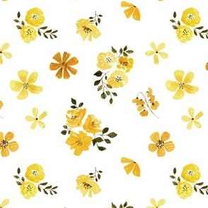XS Mustard Flowers, Summer Floral Fabric (floral 3) extra small