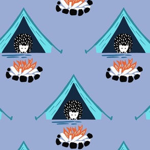 Whimsical woodlands hedgehog camper wallpaper scale