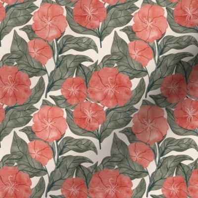 Big Red Florals||MEDIUM||Luscious red flowers, dark green leaves flowing onto a white chocolate background