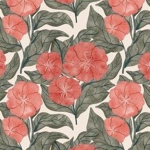 Big Red Florals||MEDIUM||Luscious red flowers, dark green leaves flowing onto a white chocolate background
