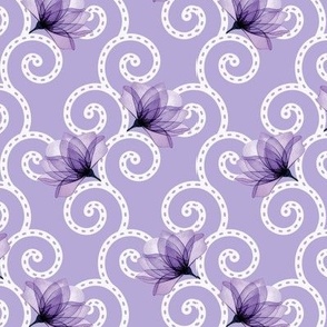 Swirls and Lilies in Digital Lavender