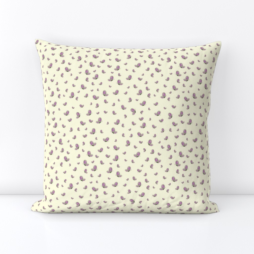 Butterfly Bonanza||SMALL||Purple and Gray Butterflies on Soft Yellow Background