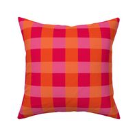 Pink, red and orange gingham plaid