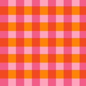 Pink and orange gingham plaid