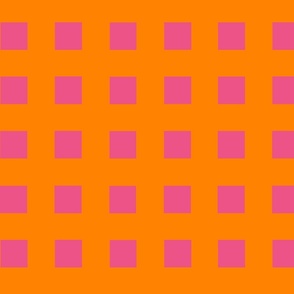 Orange geometric lattice print on pink background (large)