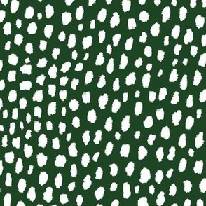 Forest Green Dalmatian Polka Dot Spots Pattern (white/forest green)