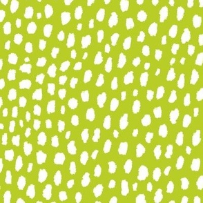 Chartreuse Dalmatian Polka Dot Spots Pattern (white/chartreuse green)
