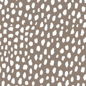 Taupe Dalmatian Polka Dot Spots Pattern (white/taupe)