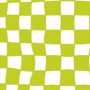 Hand Drawn Checkerboard Pattern (chartreuse/white)
